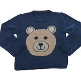 Suéter Infantil Menino Bebê Tricô Tricot Lã Urso 1-2-3-4