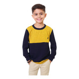 Suéter Infantil Mostarda Com Marinho
