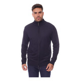Suéter Masculino Cardigan Tricot Liso Com Zíper E Gola Alta