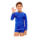 Sunga Boxer Bebê Infantil Juvenil Camisa Proteção Uv 50 