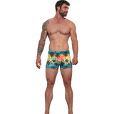 Sunga Boxer De Praia Masculina Estampada Verão 2024