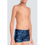 Sunga Boxer Infantil Estampada Folhas Marinho 31064 Mash