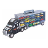 Super Carreta Com 21 Carrinhos De Metal Caminhão Cegonha