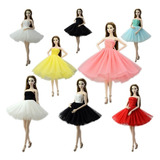 Super Kit 5 Mini Vestido Luxo Para Boneca Barbie + 5 Sapatos