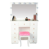Super Kit Mesa Camarim + Moldura Com Espelho E Banco