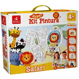 Super Kit Pintura Safári Cavalete + Telas + Avental Guache