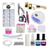 Super Kit Unhas Gel Original Cabine Fibra Lixa Tips Acrigel