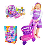 Super Mercadinho Infantil Caixa Carrinho 2x1 C/ Acessórios