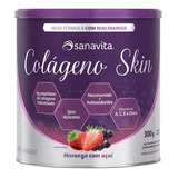 Suplemento Em Pó Sanavita Colágeno Hidrolisado Colágeno Colágeno Hidrolisado Sabor Morango E Açaí Em Lata De 300g