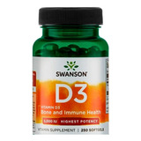 Suplemento Vitamina D3 5000 Ui Swanson 250 Softgels Sabor N/a