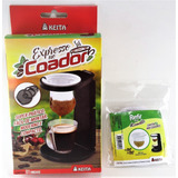 Suporte + 02 Refil De Mini Coador De Café Expresso Dobrável