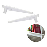Suporte Branco De 25 Cm Com Aba Trilho Cremalheira 1 Par