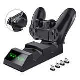 Suporte Carregador 2 Controles Ps4 Led Cabo E 04 Micros Usb