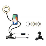 Suporte Celular De Mesa Luminária Ring Light Led Selfie