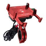 Suporte Celular Em Alumínio Moto Com Carregador Usb Turbo Cor Vermelho