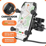 Suporte Celular Moto Garra X Com Carregador Usb Universal