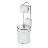 Suporte Chão P/ Papel Higiênico C/ Lixeira Tampa 1246 Inox