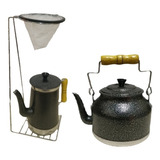 Suporte Coador Café Grande + Bule 2,5 L + Chaleira 3 L Preto