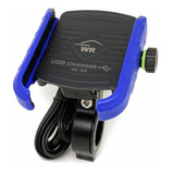 Suporte De Celular Base Alumínio P/ Moto Com Carregador Usb
