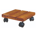 Suporte De Madeira Para Vaso Planta Jardim Qd C/ Roda 20cm