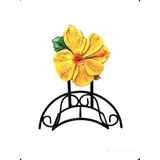 Suporte De Mangueira Hibisco Amarelo Jardim Ferro Cerâmica