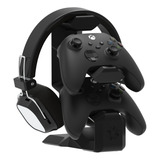 Suporte De Mesa Para 2 Controles Headset Xbox One X Sx Ps5 Cor Preto