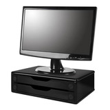 Suporte De Mesa Para Monitor 2 Gavetas Mdf Preto Souza