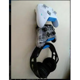 Suporte De Parede P/ 2 Controle Xbox One, Ps4, Ps3 + Headset