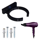 Suporte De Parede P/ Secador + Parafusos Preto