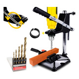 Suporte Furadeira 1/2 E 3/8 Manual Morsa Ajustável + Brocas