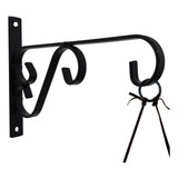 Suporte Mão Francesa Rústico P/ Plantas 20cm Preto Kit C/ 2