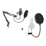 Suporte Mesa Articulado Microfone Studio Rádio + Pop Filter