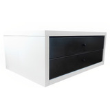Suporte Monitor | 2 Gavetas | Chave | Branco E Preto