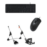 Suporte Notebook Teclado Usb Kb-12bk Mouse Ms-20bk