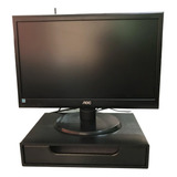 Suporte P/ Monitor 1 Gaveta Organizador Folha A4 Mdf Preto