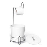 Suporte Papel Higiênico Com Lixeira Branca N304-4