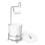 Suporte Papel Higiênico Com Lixeira Branca P/banheiro N304-4