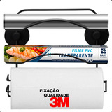 Suporte Papel Toalha Aluminio Pvc S/ Furo Parede Cozinha 3m