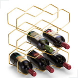 Suporte Para Adega 9 Garrafas De Vinho Bar Aço Dourado Fosco