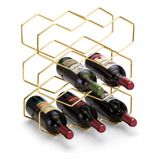 Suporte Para Adega 9 Garrafas De Vinho Bar Aço Dourado Fosco