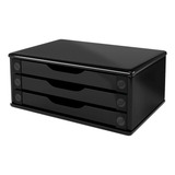 Suporte Para Monitor Com 3 Gavetas Mdf Black Piano Souza - 