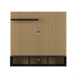 Suporte Para Tv 32 Painel Parede Ripado Gold Com Nicho Preto