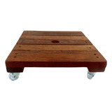 Suporte Para Vaso 30cm Quadrado Madeira Tratada Roda Cristal