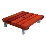 Suporte Para Vaso 35cm Quadrado Madeira Tratada Roda Cristal