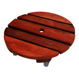 Suporte Para Vaso 35cm Redondo Madeira Tratada Roda Gel