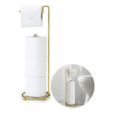 Suporte Porta Papel Higiênico De Chão Para 4 Rolos Dourado