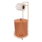 Suporte Porta Papel Higiênico Lixeira 5 Litros Cobre Fosco