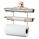 Suporte Porta Rolos Triplo Papel Toalha Ventosa Rose Gold