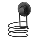 Suporte Porta Secador De Cabelo Preto Com Ventosa De Parede 