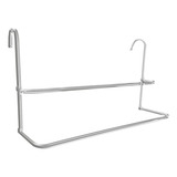 Suporte Porta Toalha Toalheiro Duplo Encaixe P/ Box Banheiro Cor Prata